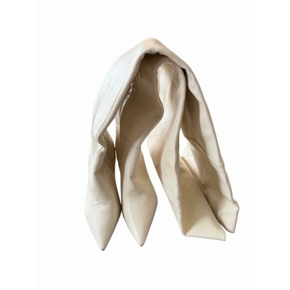 Larroude Over the knee women Boots Size 7.5 Pointed Toe in Ivory Regular Width - Picture 5 of 9